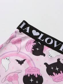 Dircho 5pcs Random Women Gothic Skull Print Contrast Binding Boyshorts, Comfy & Sofy Elastice Waist Intimates Panties, Women's Lingeries & Underwear - Multicolor - View 11