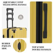 YSTYLE Suitcase Available In Various Colors Made Of PVC Material With Combination Lock And Silent Universal Wheels, Suitable For Storing Clothes For Business Trips, Boarding And Student Boarding. - Yellow - View 3