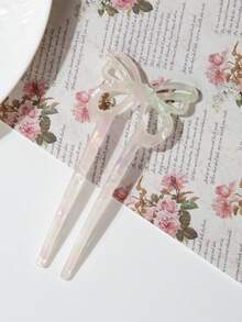 1pc Cute Bow U-Shaped Hair Clip: Suitable For Ages 14+, Perfect For Daily Wear, As Well As Valentine's Day, School, Weddings, And Hair Accessories., Head Accessories, Headpiece, Combs, Side Comb - Multicolor a - View 13