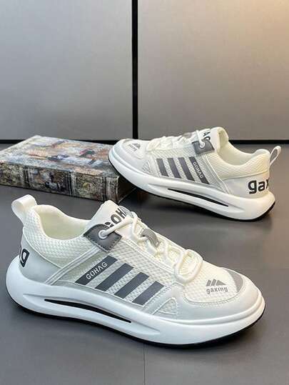 Fashionable Casual Comfortable Sneakers, Retro Patchwork Mesh Sporty Shoes, Classic Low-Top Chunky Sneakers, Suitable For Daily Commute, Youth, All Seasons