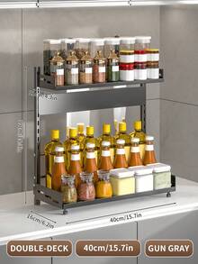 重型调料架 - 三层重型厨房储物架，带可调节层板，商用级调料收纳架，适用于台面、橱柜、食品储藏室 - 节省空间设计，易于组装 - 彩色 - 查看 13