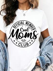Official Member Cool Moms Club T Shirt For Women Mother Day Gift  Summer Top Female Fashion Graphic Tee - 白色 - 查看 1
