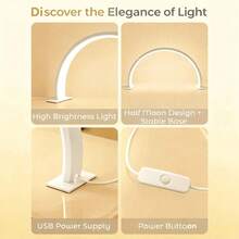 1pc Portable Crescent Shape LED Nail Lamp, White/Pink/Black With Push Button Control-USB Plug, For Manicure, Eyelash Extension, Tattooing And Skin Care, Also Can Be Used For Salon Table Lighting. - USB Plug - View 11