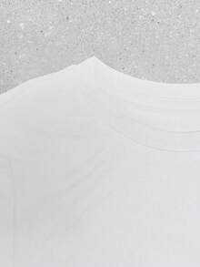 Women's Y2K Daddy's Little Monster Short T-Shirt - White & Pink Cursive "Daddy's" & "Monster" Lettering, Slim Fit Cropped Top, Short Sleeve Round Neck Casual Summer Outfits For Matching Parent & Outfits - 白色 - 查看 5