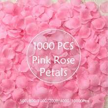 1000片粉色玫瑰花瓣，适用于婚礼、求婚、周年纪念、家居装饰，可选500/800/2000/4000/10000片装，可用于婚礼装饰、家居装饰、房间装饰、派对回礼、新娘礼物、生日、毕业典礼、单身派对等多种场合。
