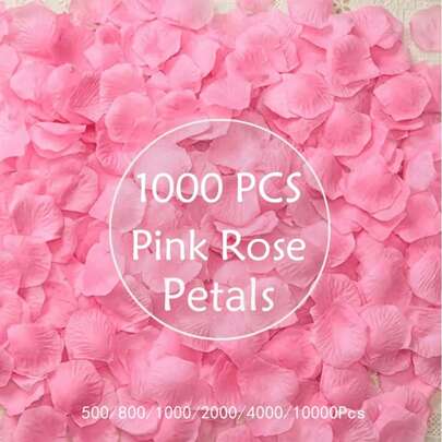 1000片粉色玫瑰花瓣，适用于婚礼、求婚、周年纪念、家居装饰，可选500/800/2000/4000/10000片装，可用于婚礼装饰、家居装饰、房间装饰、派对回礼、新娘礼物、生日、毕业典礼、单身派对等多种场合。
