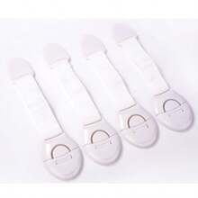 4/8pcs Multi-Functional Safety Locks, Fabric Strap Locks, Multi-Purpose Safety Locks For Cabinets, Fridges, Drawers, Anti-Opening Protection Locks - White - View 3