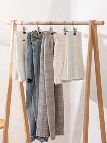 10个装不锈钢衣夹带挂钩，便携式不锈钢衣夹带挂钩 - 多用途夹子，可用于夹衣服、裤子、帽子、靴子，带防滑挂钩，装饰、收纳整理、泳装、春季、简约风格、夏季 - 彩色 - 查看 3