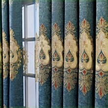 1 tấm rèm nhung thêu kiểu Châu Âu sang trọng, thích hợp cho phòng khách và phòng ngủ, có khả năng chắn sáng một phần và bảo vệ sự riêng tư. - Màu xanh lam - Xem 8