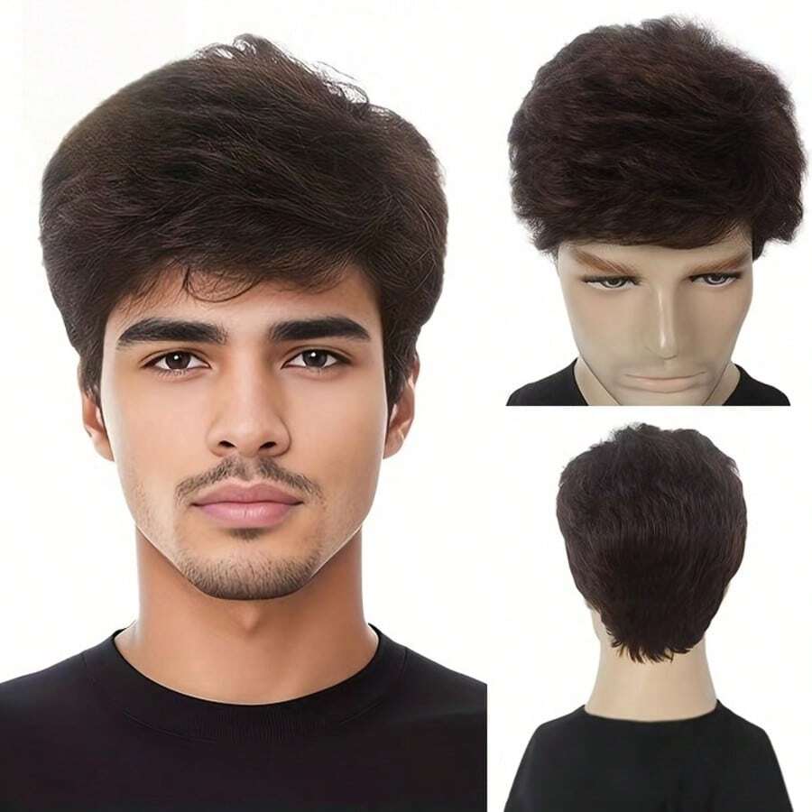 1pc Men's Light Brown Wig, Stylable, Easy To Maintain, Suitable For Daily Wear, Festivals And Special Occasions - Multicolor - View 1