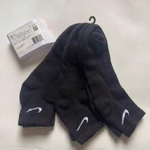 3 Pairs Of NIKE Mid-Calf Sports Basketball Socks, Black & White, Casual Training Sports Socks, Long Socks, Short Socks, Terry Cushioned, Unisex SX7667-100 SX7667-010 - màu đen - Xem 7