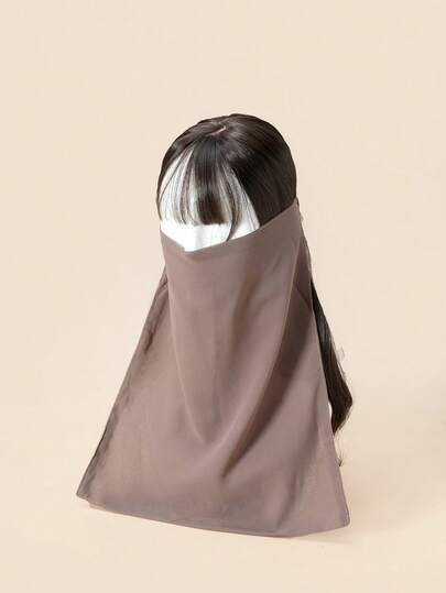 1pc Women's Solid Color Chiffon Soft Middle Eastern Face Veil, Arabic Conservative Elastic Band Solid Color Hijab, Suitable For Hijabi Outfit, Daily Use