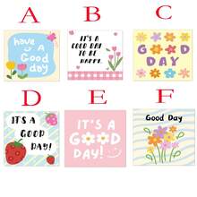 50pcs/Pack Mini Cartoon Flower "GOOD DAY" Gift Wrapping Message Cards, Square Minimalist "HAVE A NICE DAY" Baking Gift Floral Business Thank You Note Cards - Multicolor - View 6