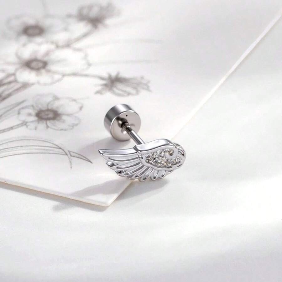Creative Wings Ear Bone Nails - 右邊單隻耳骨釘 - 查看 1