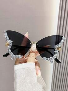 2pcs Diamond-Studded Butterfly Shaped Frameless Eyeglasses, Suitable For Travel - Multicolor - View 26