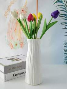 1个塑料花瓶，干湿两用，艺术装饰，北欧风格，不易碎仿陶瓷花瓶，适用于客厅、婚礼、派对、办公室、卧室装饰、家居装饰、人造花、桌面装饰、圣诞礼物 - 彩色 - 查看 21