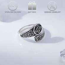 1pc 925 Sterling Silver Vintage Unique Heart Floral Design Witch Knot Ring, Suitable For Daily Casual Wear, Vacation, Holidays, Birthdays, Easter Gifts For Women - Antique Silver - View 7