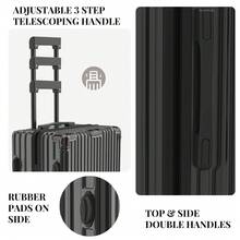 YSTYLE Suitcase Available In Various Colors Made Of PVC Material With Combination Lock And Silent Universal Wheels, Suitable For Storing Clothes For Business Trips, Boarding And Student Boarding. - Black - View 3