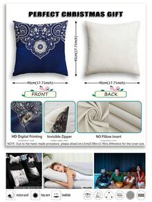 4pcs Bohemian Style Design, Home Decor, Gift, Polyester Material, Hidden Zipper, No Filling, Suitable For Home Decor, Living Room Decor, Pillowcase, Cushion Cover, Throw Pillow Cover, Sofa Decorative Cushion, Mat Cover, Soft Cushion. - Linen Material - View 9