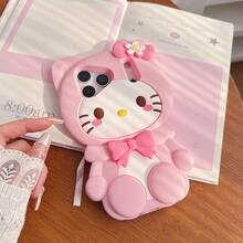 SANRIO 2026 New Creative Cartoon Flower 3D Bow Hello Kitty Cat Design Silicone Shockproof Full Body Case Compatible With Apple 17 Pro Max/16/15/14/13, Fashion Face Covering Shield For Women - Multicolor - View 1