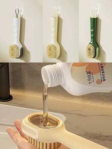 Multi-Function Shoe Brush With Liquid Dispenser - Durable Plastic Material, Ergonomic Handle, Reusable Soft Bristles, Suitable For Household Cleaning, With Soap Liquid Dispenser, Convenient Cleaning - Multicolor - View 4