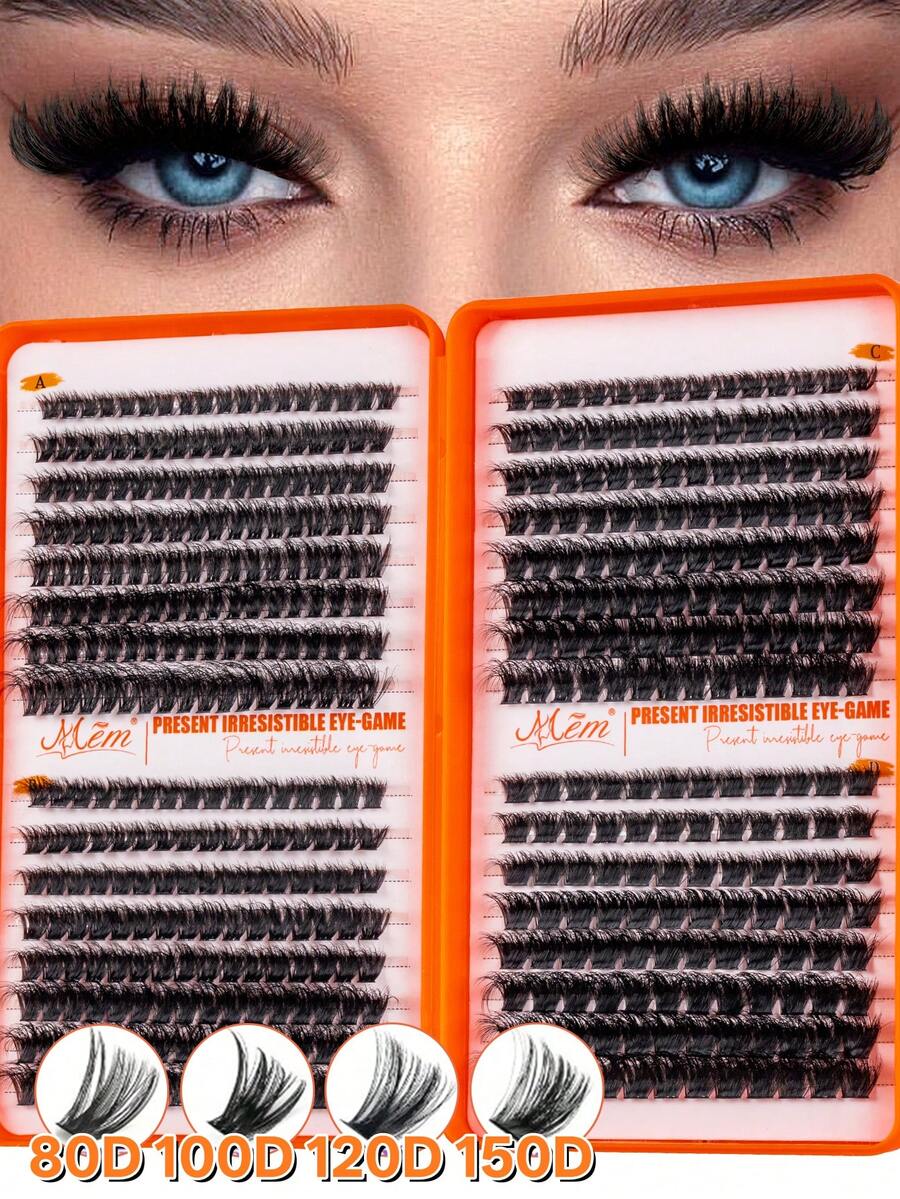 480/640/320 片 D 卷度假睫毛，大容量 DIY 假睫毛套装，适合初学者，持久耐用，混合单根假睫毛款式，DIY 假睫毛簇，轻松在家打造迷人双眸，美妆必备，大容量假睫毛套装，适用于角色扮演、婚礼、晚宴、舞台妆等场合。