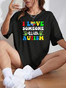 I Love Someone With Autistic Awareness 2024 T-Shir - 黑色2 - 查看 2