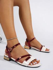 Women's Fashion French Style Bow Criss-Cross Buckle Design Chunky Heel Sandals, Sweet Party High Heels For Summer, Elegant Wedding Shoes - White - View 4