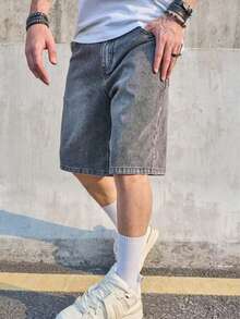 Distressed Washed Loose Fit Denim Shorts For Teens, Grey - Grey - View 4