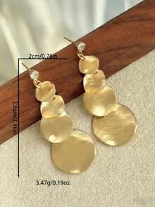 1 Pair Gold Plated Wavy Disc Hoop Earrings, Suitable For Women - Gold - View 4