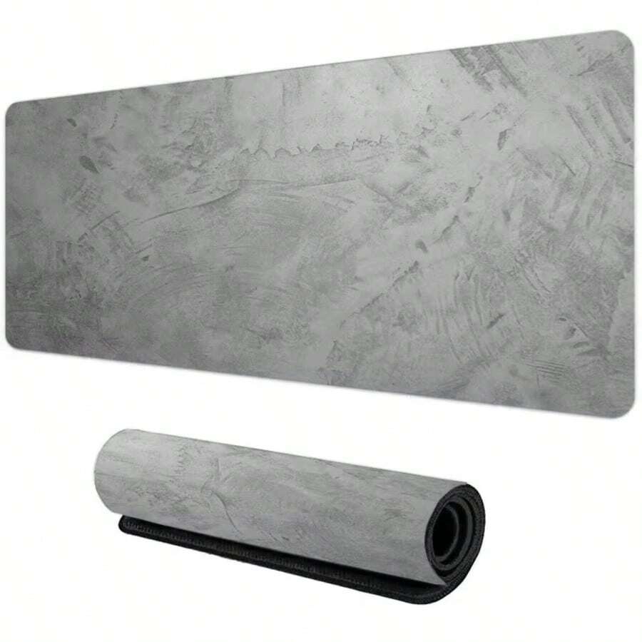 灰色纹理游戏鼠标垫，电脑办公游戏桌垫，[尺寸单位：厘米]，防滑橡胶键盘鼠标垫，加长型桌垫。背面采用耐用的防滑橡胶底座，高密度六边形纹理图案可牢牢抓住桌面，防止鼠标垫在日常使用和鼠标移动过程中滑动。