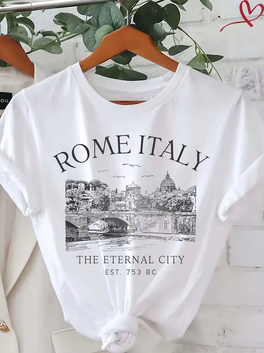 Women's Pure Cotton T-Shirt , Short Sleeve Round Neck Casual Top, Soft Breathable Basic Tee, S-XXXL Sizes Available, Summer Fashion, Daily Wear, Loose Fit,Suitable For All Seasons - 風格_al - 查看 1