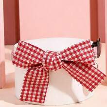 1pc Adjustable Pet Bowtie Collar With Leash Clip, Cute Heart/Plaid/Striped Red Bow Tie For Pet Valentine's Day Outfit, Comes With Bell For Pet Tracking, Decoration, Puppy Costume, Suitable For Date/Party/Daily Wear, Valentine's Day Gift, Cat & Dog Use