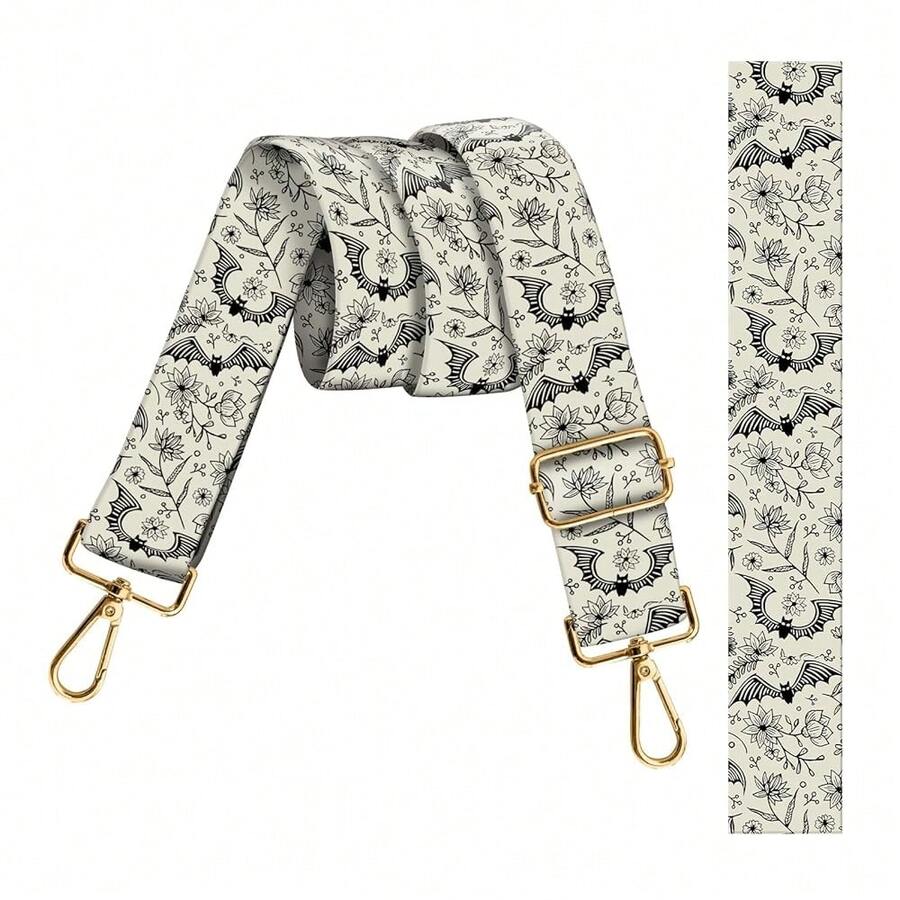 Purse Strap Replacement Crossbody 1.5 Inches Wide, Gold Buckle Guitar Style Shoulder Bag Straps Adjustable For Women Men Handbags Black Bats Funny - 黑蝙蝠搞笑 - 查看 1