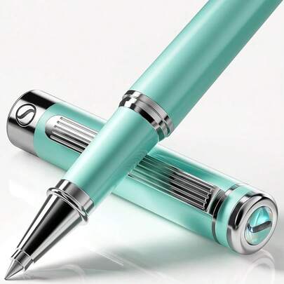 Mint Green Rollerball Pen - Stunning Luxury Pen With Chrome Finish, Schmidt Ink Refill, Best Roller Ball Gift Set For Men & Women, Professional, Executive Office, Nice Pens