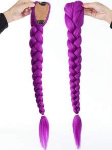 26/28/32 Inch Purple Long Braided Wig, Synthetic Fiber Box Braided Wig, Easy To Clip On, Ponytail, Suitable For Costume Role Play - Multicolor - View 3