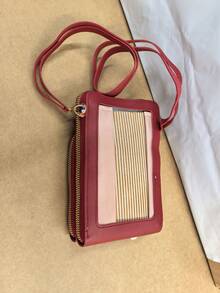 JLCH Bolso de teléfono de unicolor con pantalla táctil para mujer, bolso bandolera de teléfono vertical multiusos transparente, mini bolso con gran capacidad, pequeña cartera, cartera mini, cartera pequeña, carteras para mujer, cartera para damas - Burdeos - Ver 5