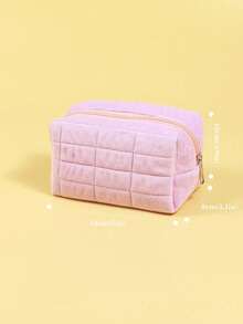 1个紫色格子绗缝包，便携式八角形包，适合通勤、大容量化妆包，时尚休闲大容量便携拉链化妆包，旅行文具收纳包，度假必备化妆包，可收纳耳机、充电器、口红、化妆品、香水、护肤品和美容产品，家居装饰，适合妈妈、护士、学生、女学生、钥匙等，节日礼物，化妆包，旅行必备 - 淡紫色 - 查看 6