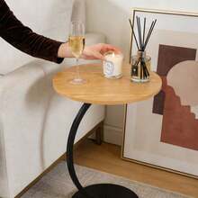 Mesa Auxiliar En Forma De C Para Sala, Mesas Laterales Redonda Para Sala, Mesita De Centro Mesita Auxiliar Minimalista Moderna, Para Sofás Y Camas, Espacio Pequeño, Dormitorio - Champán - Ver 7