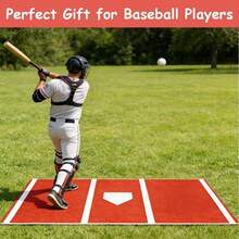 Baseball And Softball Hitting Mat For Batting Stance Practice - 3.8 X 9.8 Ft For Baseball Softball Training Indoor And Outdoor - 紅色 - 查看 3