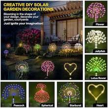 Luces solares para decoración de jardín patio camino con 300 LED 8 modos de iluminación impermeables para fuegos artificiales - Blanco - Ver 7