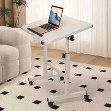 3 Colors, Adjustable Height, 360° Swivel Folding Desk On Wheels With Sturdy Frame, Suitable For Home Office Space, Dorm Room, Study, Small Apartment - 白色 - 查看 2