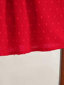 Young Girls' Valentine's Day Solid Color Heart Ruffle Collar Puff Sleeve Dress - Red - View 8