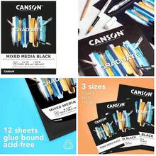 Canson Graduate - Bloc de medios mixtos de color negro, plegable, 9 x 12 pulgadas, 12 hojas, papel de artista para collage, acuarela, tinta, lpiz, marcador - como se muestra en la figura - Ver 1