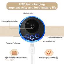 EMS颈部按摩器，迷你颈背肌肉按摩刺激贴片，8种模式19级强度调节液晶显示屏，颈部拉伸器，便携式全身放松工具 - 黑色 - 查看 8