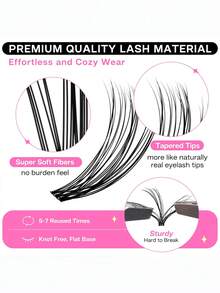 CALAILIS Lash Clusters 280Pcs D Curl Individual Mishes 0.10-40D-10-16Mix Cluster Mishes Natural Look Eyelash Clusters Super Thin Band And Soft DIY Mis Extension At Home (0.10-40D) - D - Xem 2