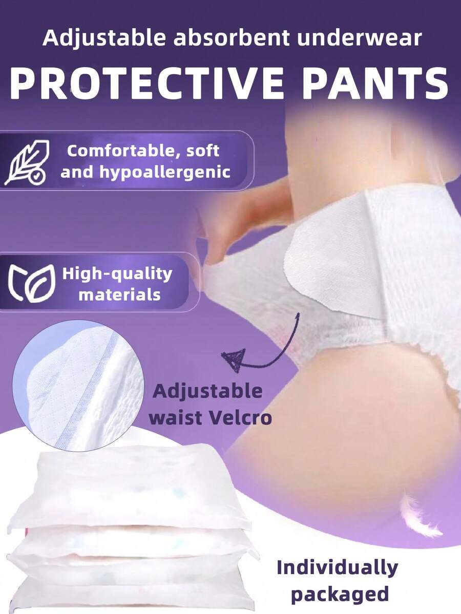 5/20 Pads, Menstrual Panties, Adjustable Style, Protective Underwear, Panty-Style Sanitary Napkins, Period Underwear, Disposable Underwear, Super Absorbent, Patented Design, Fresh And Comfortable, 3D Three-Dimensional Protection, Leak-Proof And Breathable, Highly Absorbent, Eliminates Odor, Sleep Soundly All Night, Suitable For Business Trips, Menstruation, Postpartum, Postoperative Care And Travel. - White - Adjustable - View 1