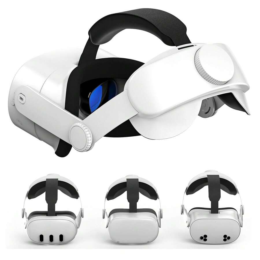 适用于 Quest 3S/ Quest 3/Quest 2 的可调节头带，可替换原装头带，增强支撑和舒适度，VR 头显配件，兼容 Oculus Meta Quest 3 头带，减轻面部压力，无需电池，增强支撑，可调节，舒适头带，礼品装 - 白色 - 查看 1