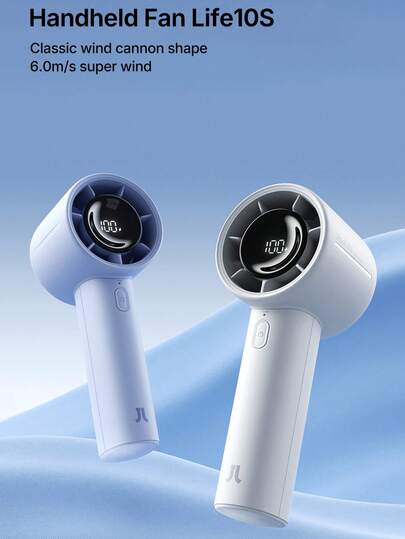  JISULIFE Handheld Turbo Fan Life10s, 5000mAh Rechargeable Portable Fan, Up To 28 Hours Runtime, 5 Speed Settings, Suitable For Travel, Outdoor, Camping, Beach, Makeup