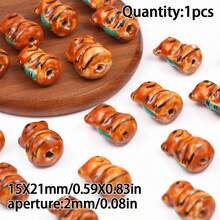 1/2/3/5pcs Ceramic Printed Beads With Center Hole, Multiple Designs Available, DIY Jewelry Making Beads For Necklace, Bracelet, Earrings, Printed Ceramic Round Flower Beads Craft Spacer Beads